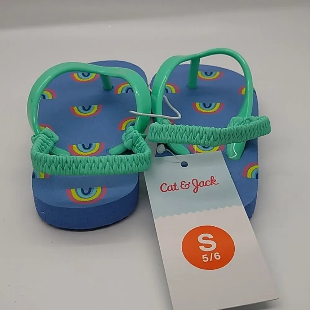 Cat & Jack Toddler Blue Adrian Rainbow Sandals Sm